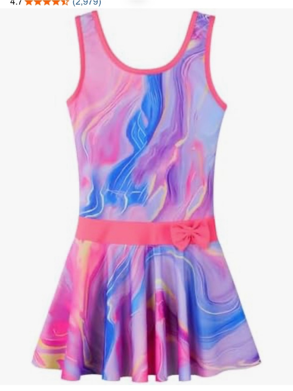 Girls Pink & Purple Swirl Tank Dress with Bow